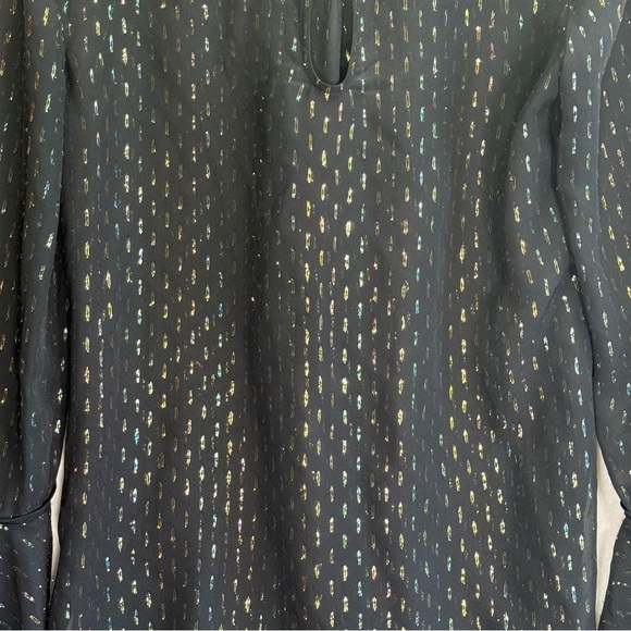 Trina Turk Black Ruffled Bell Sleeve Blouse. Size - Picture 7 of 12